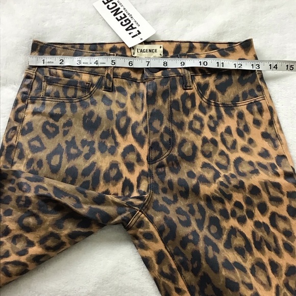 L’AGENCE Margot Skinny Jeans Size 25 Cheetah Leopard Print Cropped Denim Stretch - Picture 7 of 14
